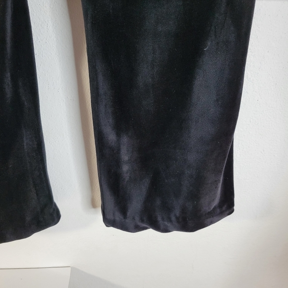 Womens Green Tea Velour draw string pants Black Flare/bootcut bottoms Size Small - Picture 8 of 12